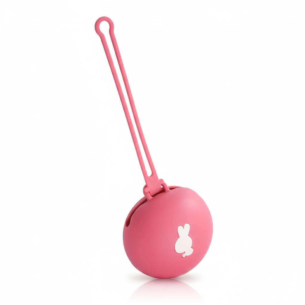 Roze okrugli silikonski neseser za sitnice i bebi cucle napravljen od mekanog i bezbednog netoksičnog silikona.