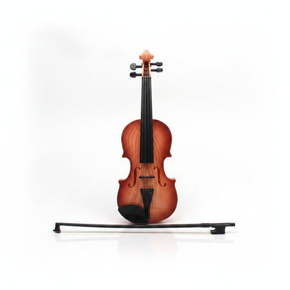 Dečija igračka violina Magic Violin u boji drveta sa pripadajućim gudalom i originalnim trouglastim pakovanjem.